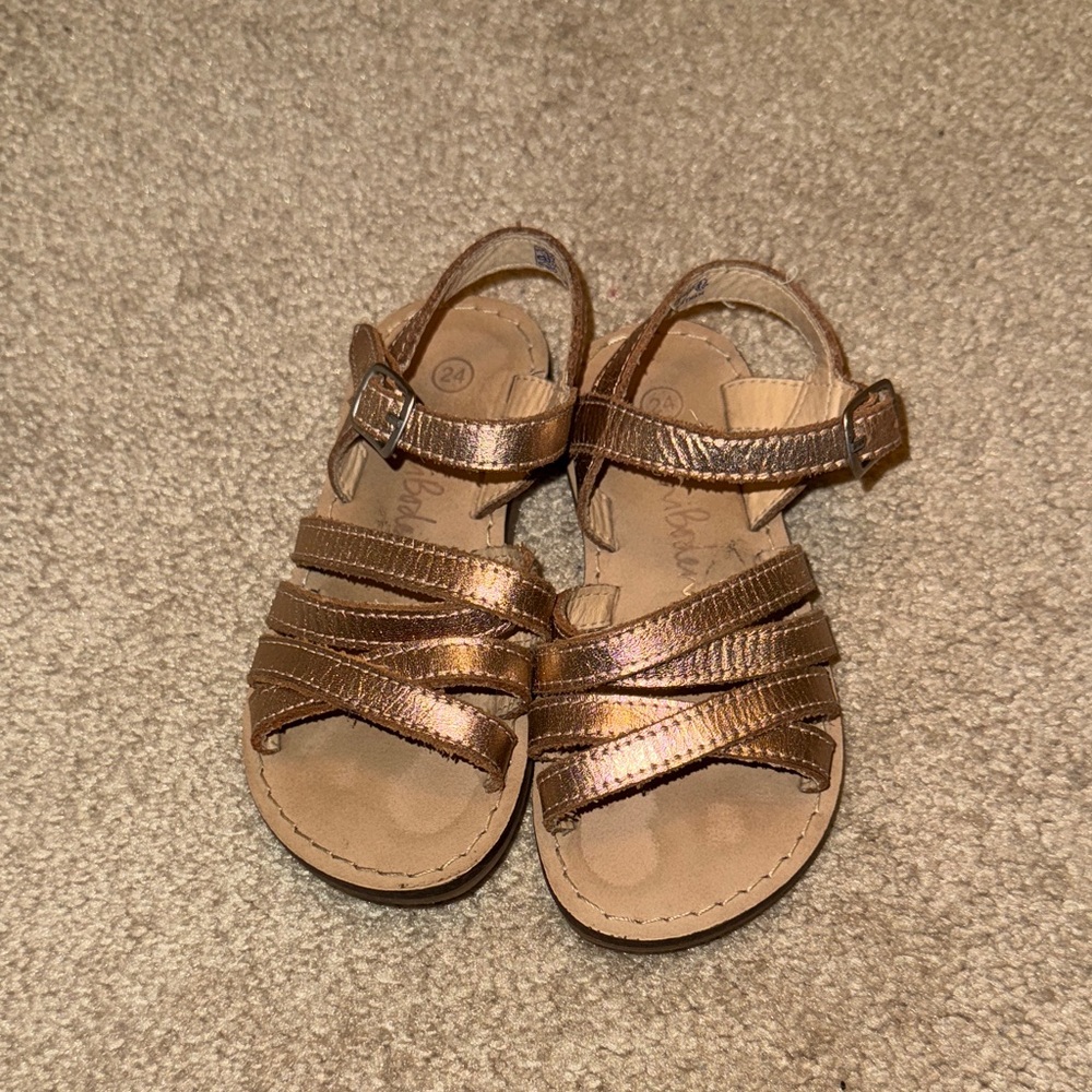 Mini Boden Metallic Brown Kids Sandals